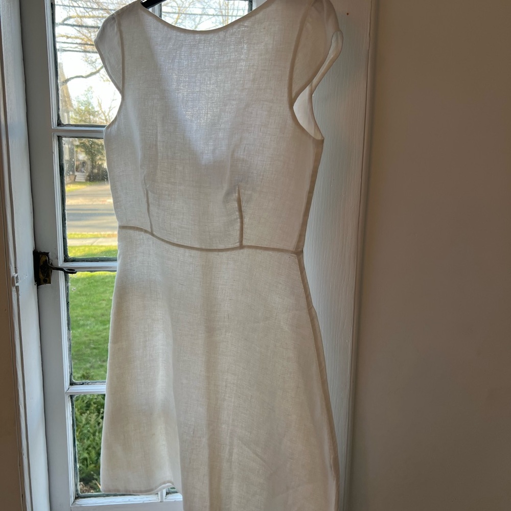 Elegant White Linen Theory Dress